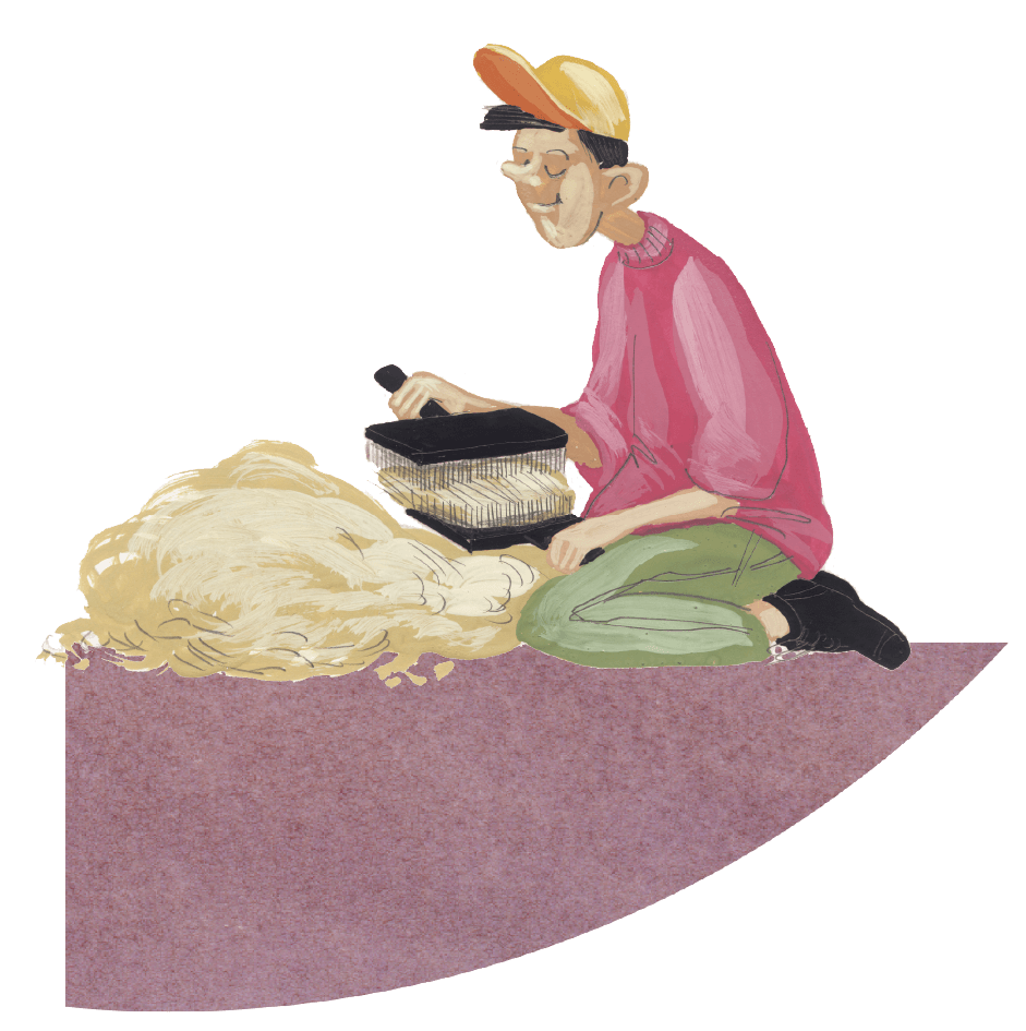 Artesano cardando lana